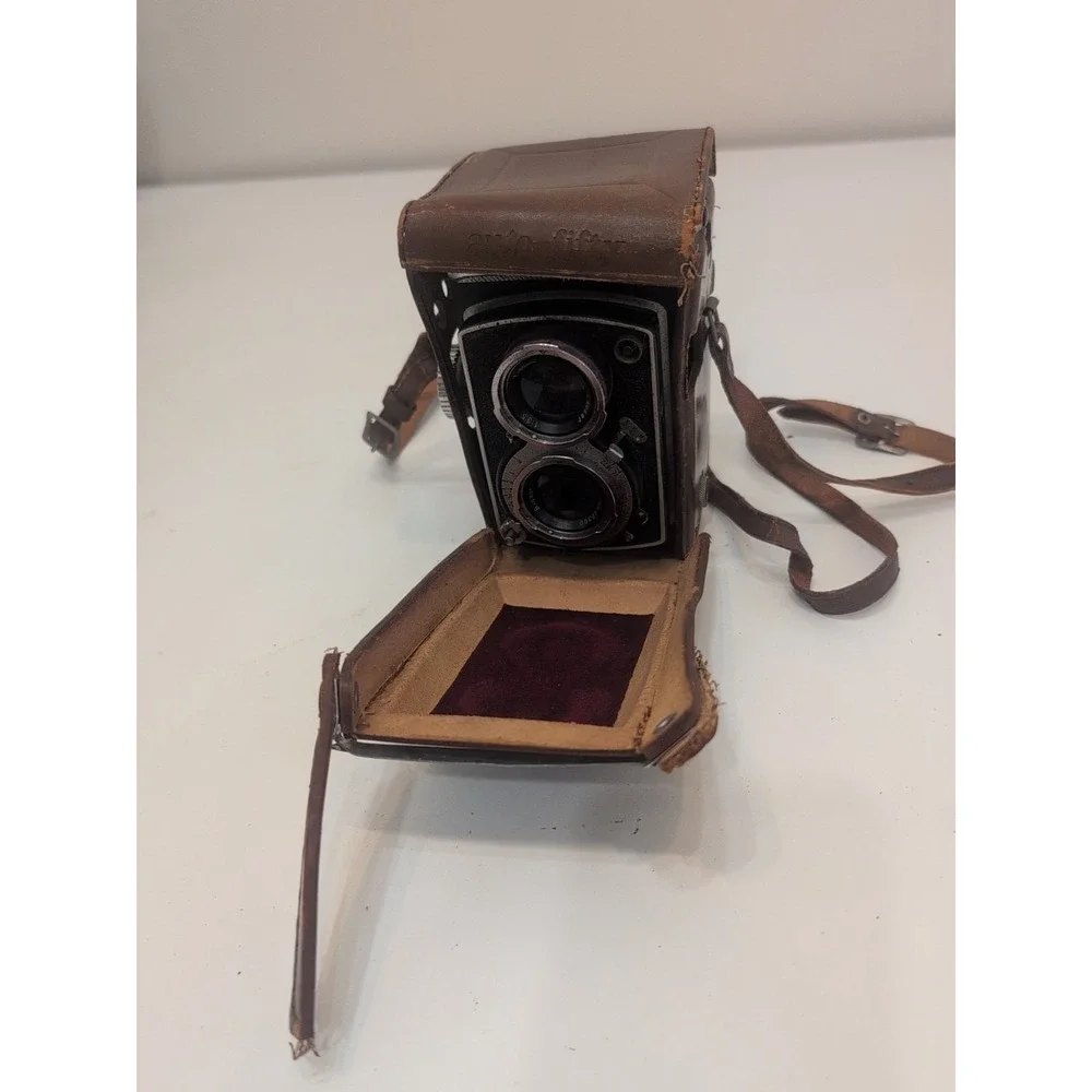 Auto Fifty Twin Lenses TLR Camera w/BIOKOR & TRI LAUSAR 80mm f3.5 LENSES Vtg